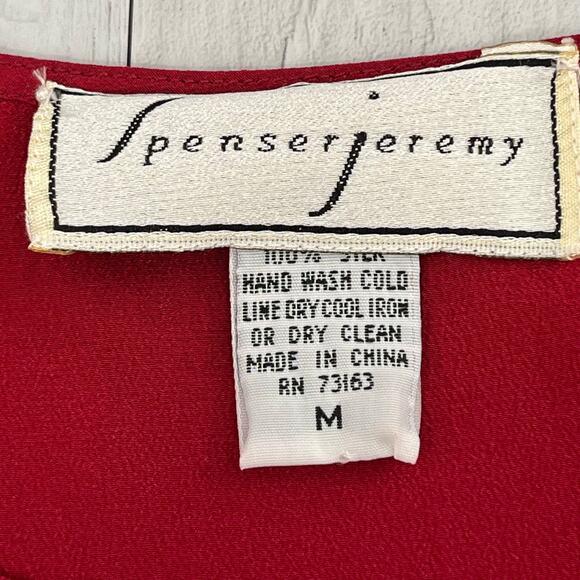 Spenser Jeremy Red Sleeveless Silk Plain Basic Staple Flowy Tank Top Blouse - Picture 3 of 7